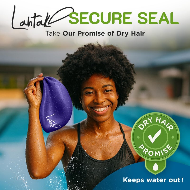 Lahtak Large Swim Cap for Long Hair - Waterproof Durable Silicone Swimming Cap for Braids, Dreadlocks, Weaves, Afros, Curls â€“ Swim Caps for Women & Men â€“ Anti-Leak Seal for Pool, Beach, Laps & Water Workouts - Image 4